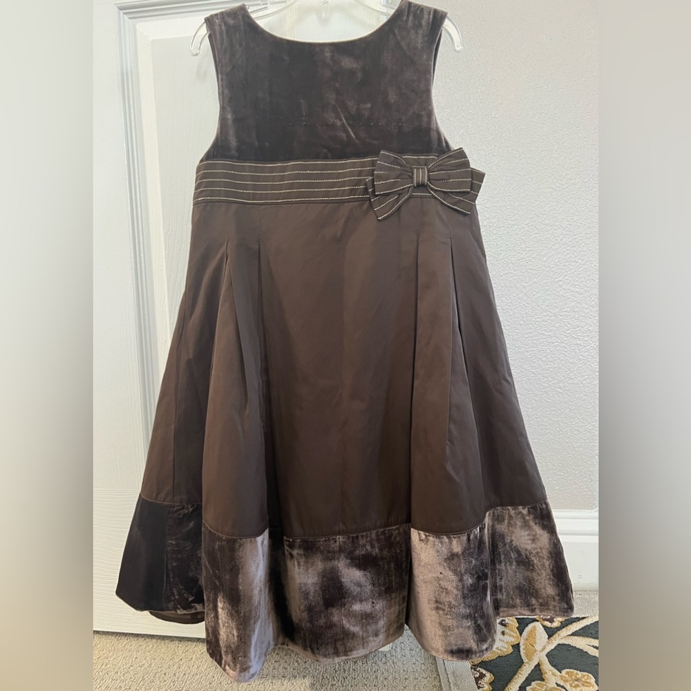 Euc girls early 2000 part velvet brown dress size 7
